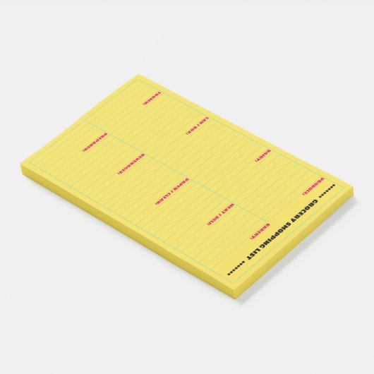 Gepersonaliseerde boodschappenlijst groot post-it® notes (Schuin)