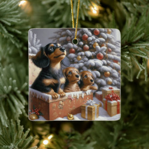 Gepersonaliseerde Boomornament voor de Dachshund F Keramisch Ornament