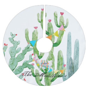 Gepersonaliseerde boomrok Boho Llama Bohemian Cact Kerstboom Rok