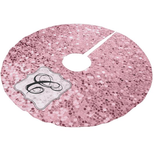 Gepersonaliseerde boomrok Roos Gold Glitter Kerstboom Rok (Gekanteld)