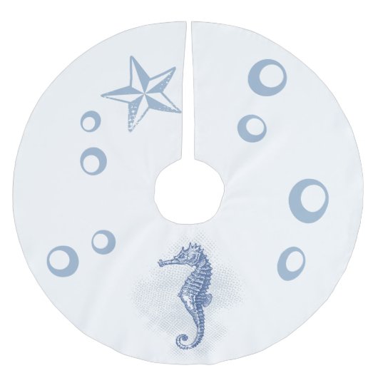 Gepersonaliseerde boomrok Seahorse Ocean Beach Wat Kerstboom Rok (Voorkant)