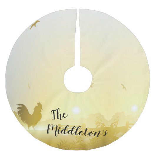 Gepersonaliseerde boomrok Sunny Morning Boerderij Kerstboom Rok (Voorkant)