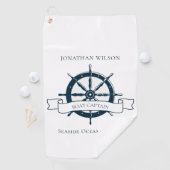 Gepersonaliseerde Boot Kapitein Nautisch Wiel Golfhanddoek (Insitu)