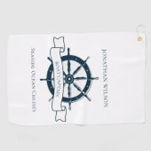 Gepersonaliseerde Boot Kapitein Nautisch Wiel Golfhanddoek (Horizontaal)