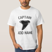 Gepersonaliseerde bootkapitein naam haaientand t s t-shirt (Voorkant)