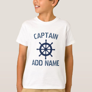 Gepersonaliseerde bootkapitein nautische kinder t  t-shirt