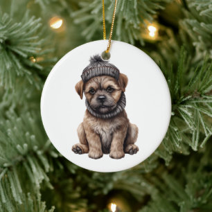 Gepersonaliseerde Border Terrier Hond Keramisch Ornament