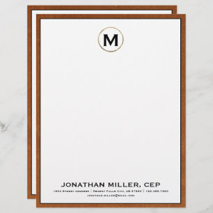 Gepersonaliseerde borstelbare goudmonogram briefte briefhoofd