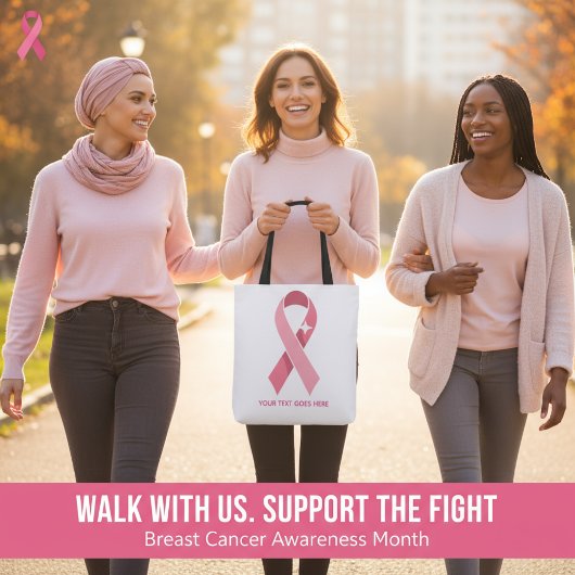 Gepersonaliseerde Borstkanker Bewustzijn Roze Lint Draagtas