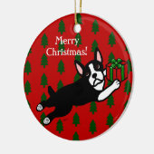 Gepersonaliseerde Boston Terrier Kerstmis Keramisch Ornament (Links)