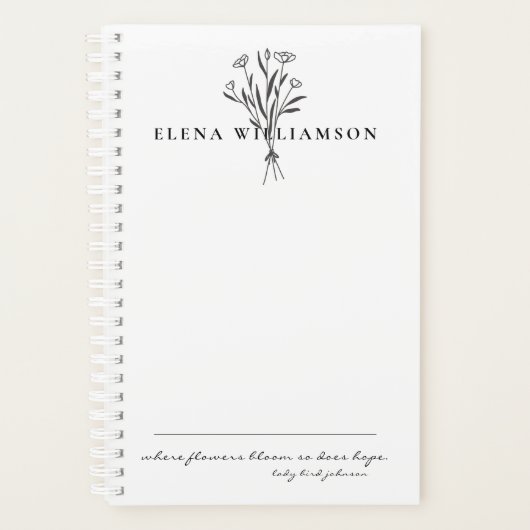 Gepersonaliseerde Botanical Flowers Hope Message Planner (Voorkant)