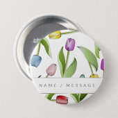 Gepersonaliseerde Botanische Kleurrijke Tulpenbloe Ronde Button 7,6 Cm (Voorkant /achterkant)