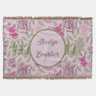Gepersonaliseerde Botanische Roze Pioen Eucalyptus Deken
