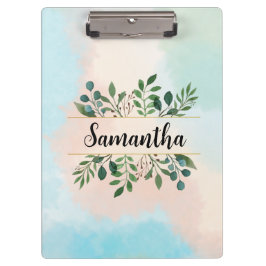 Gepersonaliseerde botanische Waterverf met naam Klembord