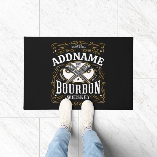 Gepersonaliseerde Bourbon  Pistolen Whiskey Label Deurmat (Binnen)