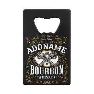 Gepersonaliseerde Bourbon  Pistolen Whiskey Label Kredietkaart Flessenopener