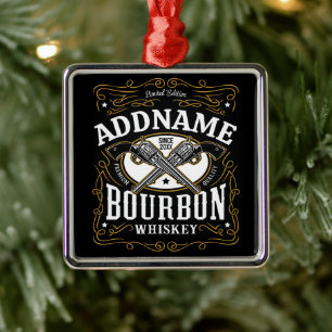 Gepersonaliseerde Bourbon  Pistolen Whiskey Label Metalen Ornament