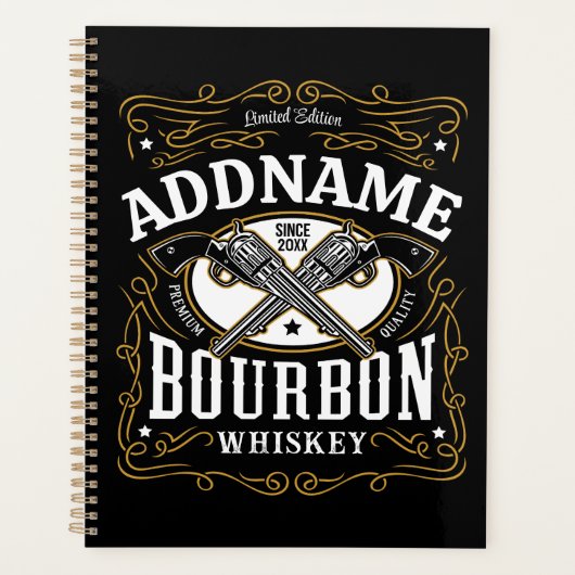 Gepersonaliseerde Bourbon  Pistolen Whiskey Label Planner (Voorkant)
