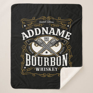 Gepersonaliseerde Bourbon Pistolen Whiskey Label Sherpa Deken