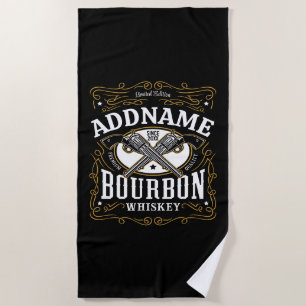 Gepersonaliseerde Bourbon Pistolen Whiskey Label Strandlaken