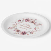 Gepersonaliseerde Bourgogne Roze Bloemen 50ste Ver Papieren Bordje (Gekanteld)