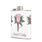 Gepersonaliseerde Boutonniere Roze Ruwweddenschap  Heupfles (Links)