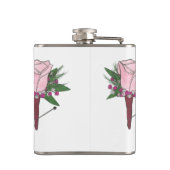 Gepersonaliseerde Boutonniere Roze Ruwweddenschap  Heupfles (Achterkant)