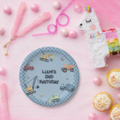 Gepersonaliseerde Bouw Truck Verjaardagsfeest Plan Papieren Bordje (Feest)