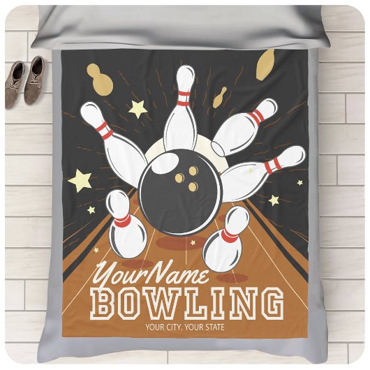 Gepersonaliseerde Bowler Strike Bowling Lanes Ball Fleece Deken