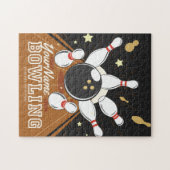 Gepersonaliseerde Bowler Strike Bowling Lanes Ball Legpuzzel (Horizontaal)