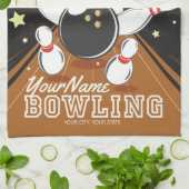 Gepersonaliseerde Bowler Strike Bowling Lanes Ball Theedoek (Gevouwen)