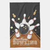 Gepersonaliseerde Bowler Strike Bowling Lanes Ball Theedoek (Verticaal)