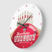 Gepersonaliseerde Bowling Ball Lanes Pins Retro Le Grote Klok (Hoek)
