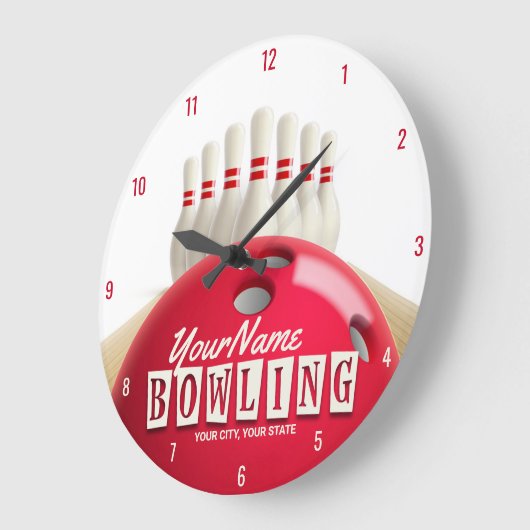 Gepersonaliseerde Bowling Ball Lanes Pins Retro Le Grote Klok (Hoek)