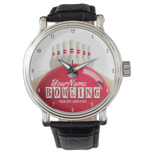 Gepersonaliseerde Bowling Ball Lanes Pins Retro Le Horloge