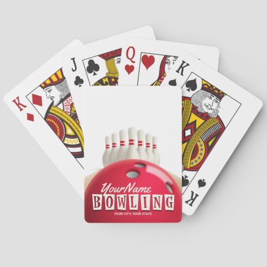 Gepersonaliseerde Bowling Ball Lanes Pins Retro Le Pokerkaarten (Achterkant)