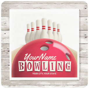 Gepersonaliseerde Bowling Ball Lanes Pins Retro Le Servet