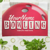 Gepersonaliseerde Bowling Ball Lanes Pins Retro Le Theedoek (Gevouwen)