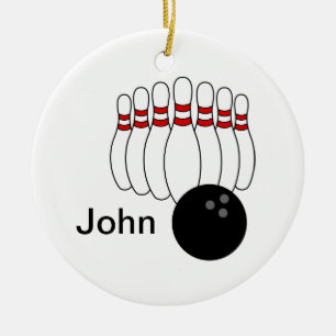 Gepersonaliseerde Bowling Keramisch Ornament
