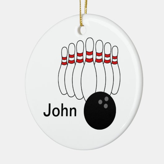 Gepersonaliseerde Bowling Keramisch Ornament (Links)