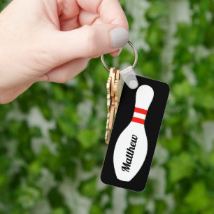 Gepersonaliseerde bowling pin sleutelhanger voor b