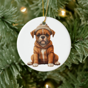 Gepersonaliseerde Boxer Dog Art Keramisch Ornament