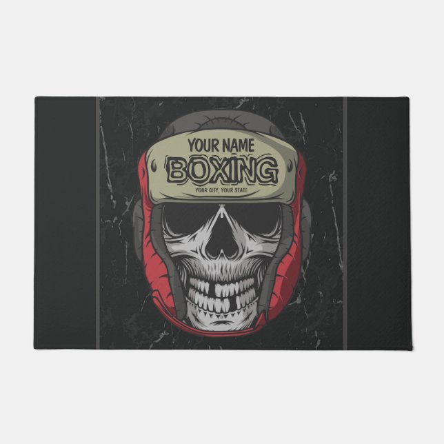 Gepersonaliseerde Boxer Fight Club Skeleton Boxing Deurmat (Voorkant)