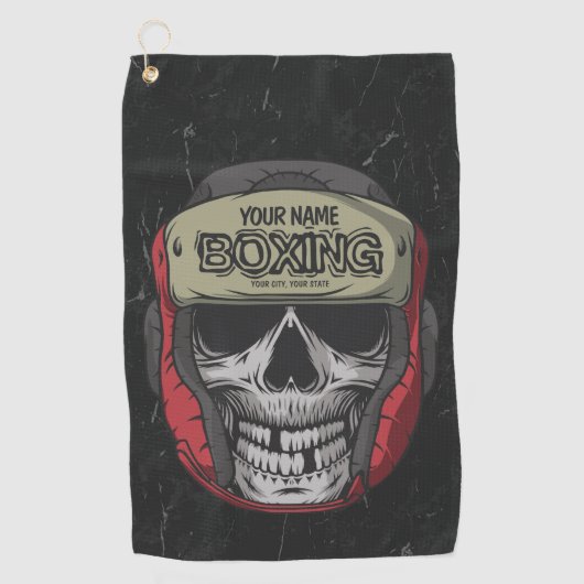 Gepersonaliseerde Boxer Fight Club Skeleton Boxing Golfhanddoek (Voorkant)