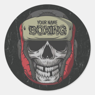 Gepersonaliseerde Boxer Fight Club Skeleton Boxing Ronde Sticker