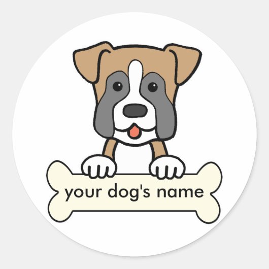 Gepersonaliseerde Boxer Ronde Sticker (Voorkant)