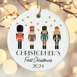 Gepersonaliseerde Boy Baby Eerste Kerstnotenkraker Keramisch Ornament