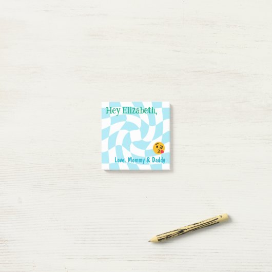 Gepersonaliseerde Boy Lunch Box Notes Retro Checke (Op bureau)