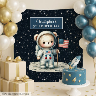 Gepersonaliseerde Boy Party Achtergrond met Space  Wandkleed