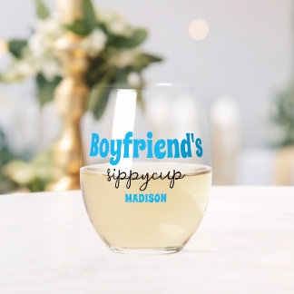 Gepersonaliseerde Boyfriend's Sippy Cup Wijnglas Zonder Voet